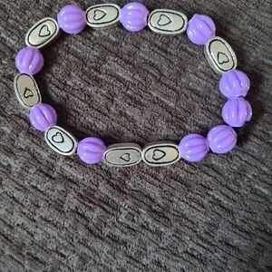 Elegant Purple and Silver Heart Bracelet